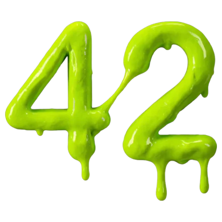 The number 42 built from squishy slime