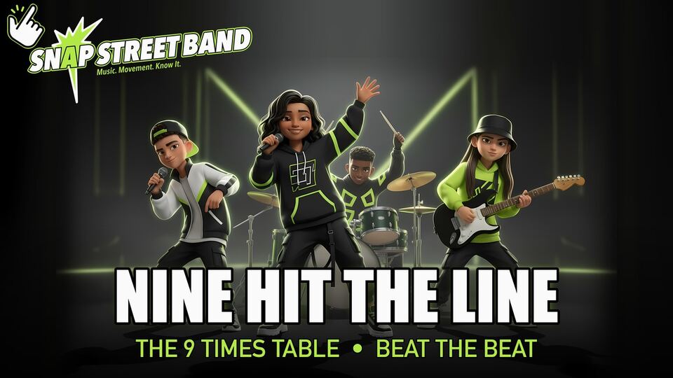Nine Hit the Line, the 9 times table song by Snap Street Band